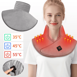 electric heating shoulder & neck pad – cervical thermal wrap with 3 heat levels for home & office