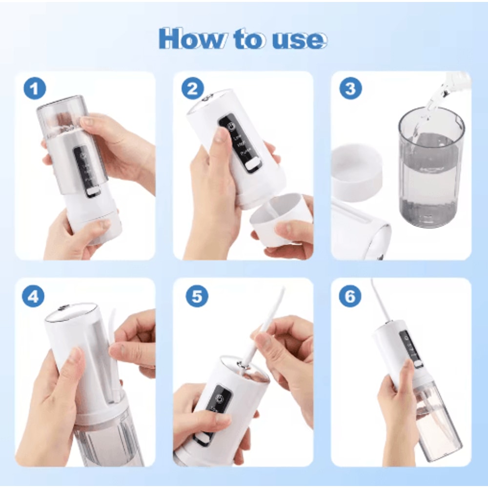 Cordless Water Dental Flosser 3Mode Rechargeable Portable Oral Irrigator IPX7 Waterproof 3