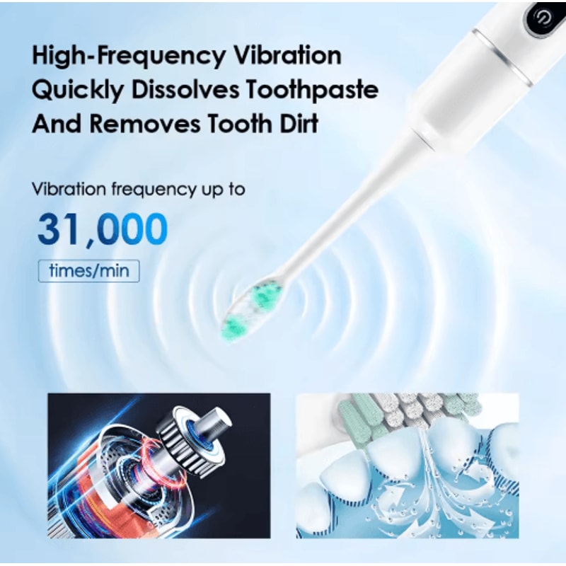 Sonic Electric Toothbrush For Adults 31000 VPM Deep Clean With 6 Modes 6 Brush Heads 8