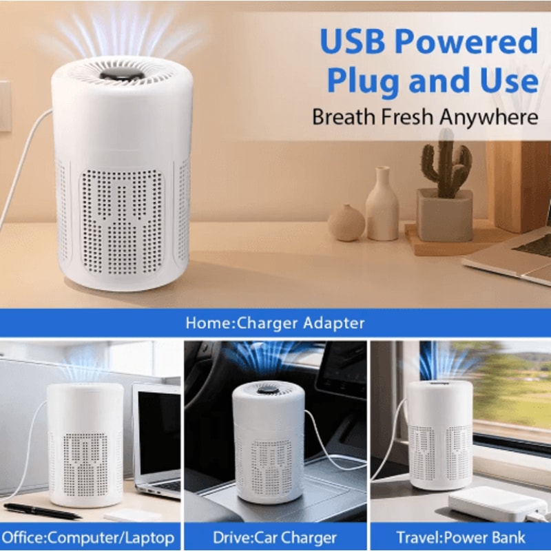 PureBreathe Min USB Portable Air Purifier With HEPA Filtration 4