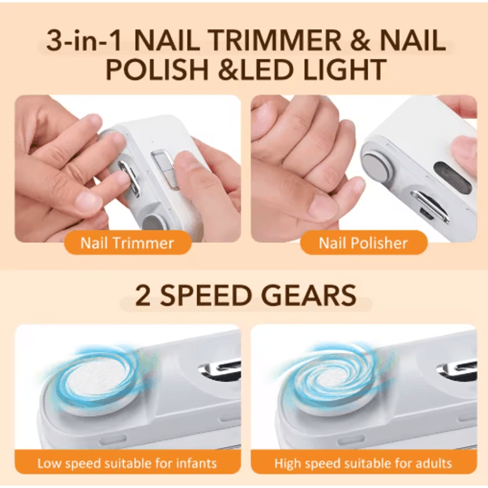 TrimGlow Pro 3in1 Electric Nail Clipper With Grinding Polishing 5