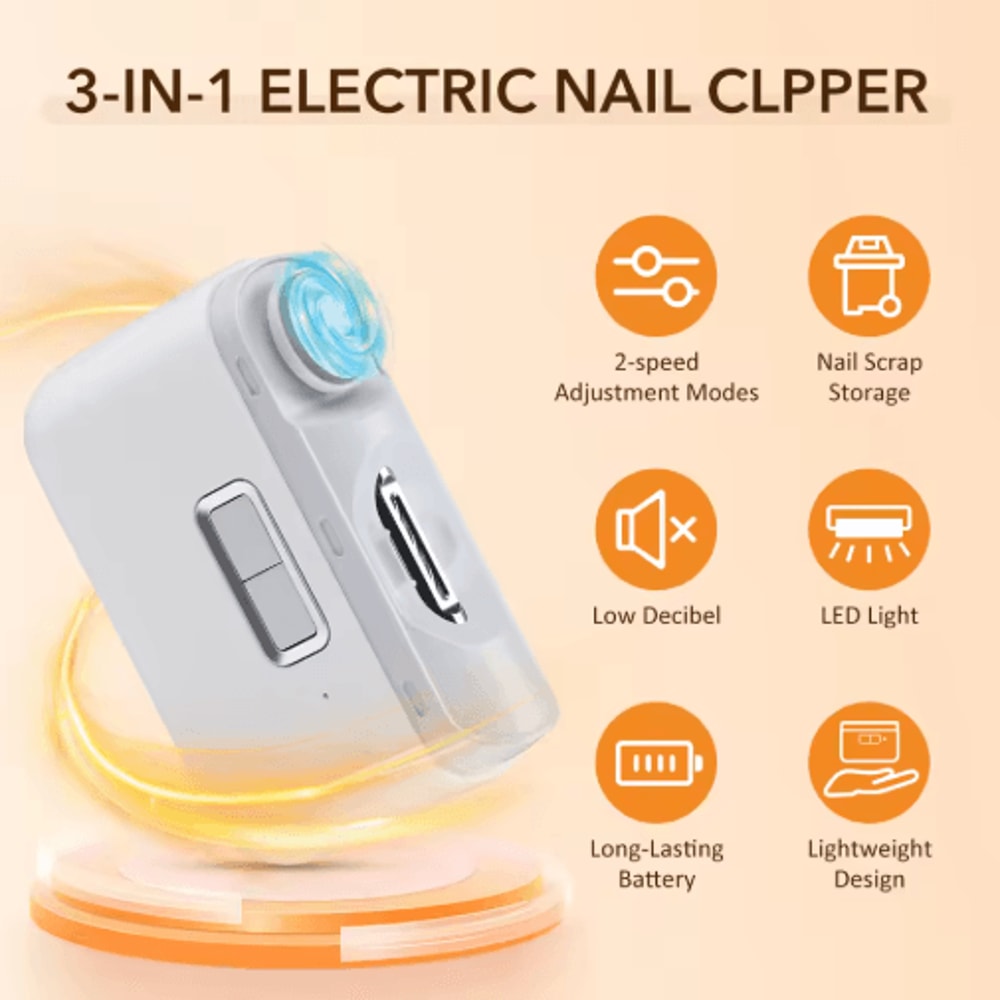 TrimGlow Pro 3in1 Electric Nail Clipper With Grinding Polishing 6