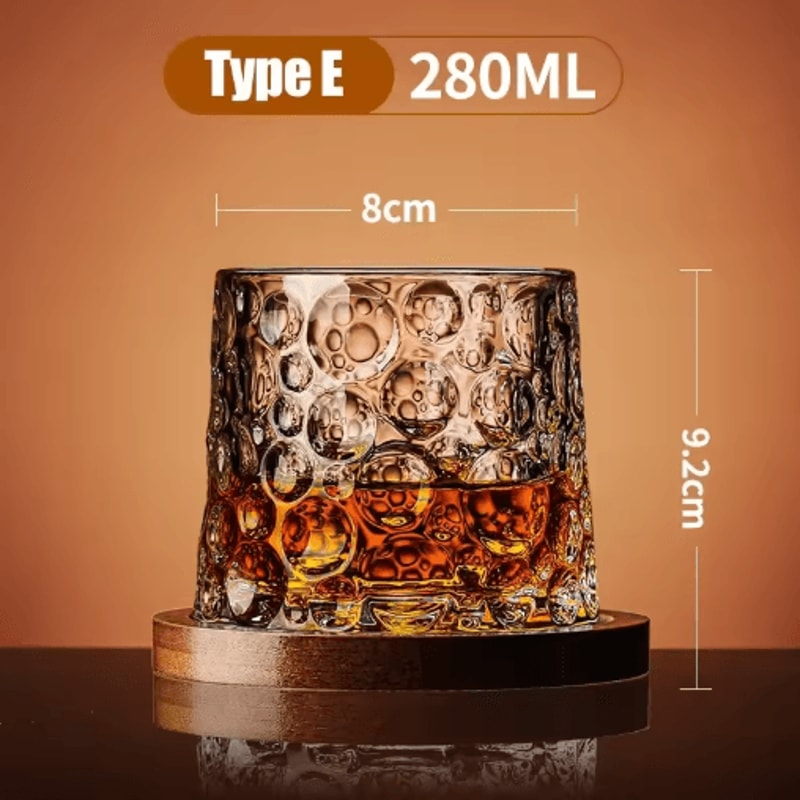 SpinCrystal Whiskey Glass With Rotating Base Premium Bar Drinkware 1