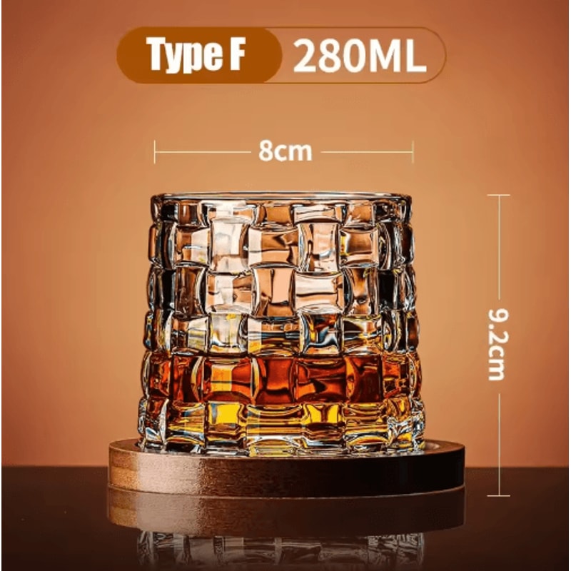 SpinCrystal Whiskey Glass With Rotating Base Premium Bar Drinkware 3