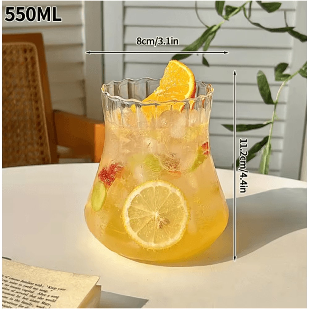 RippleWave Transparent Drinking Glass Creative Wave Iced Coffee Tumbler 3