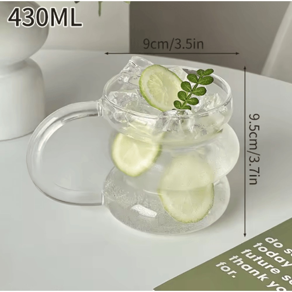 RippleWave Transparent Drinking Glass Creative Wave Iced Coffee Tumbler 16