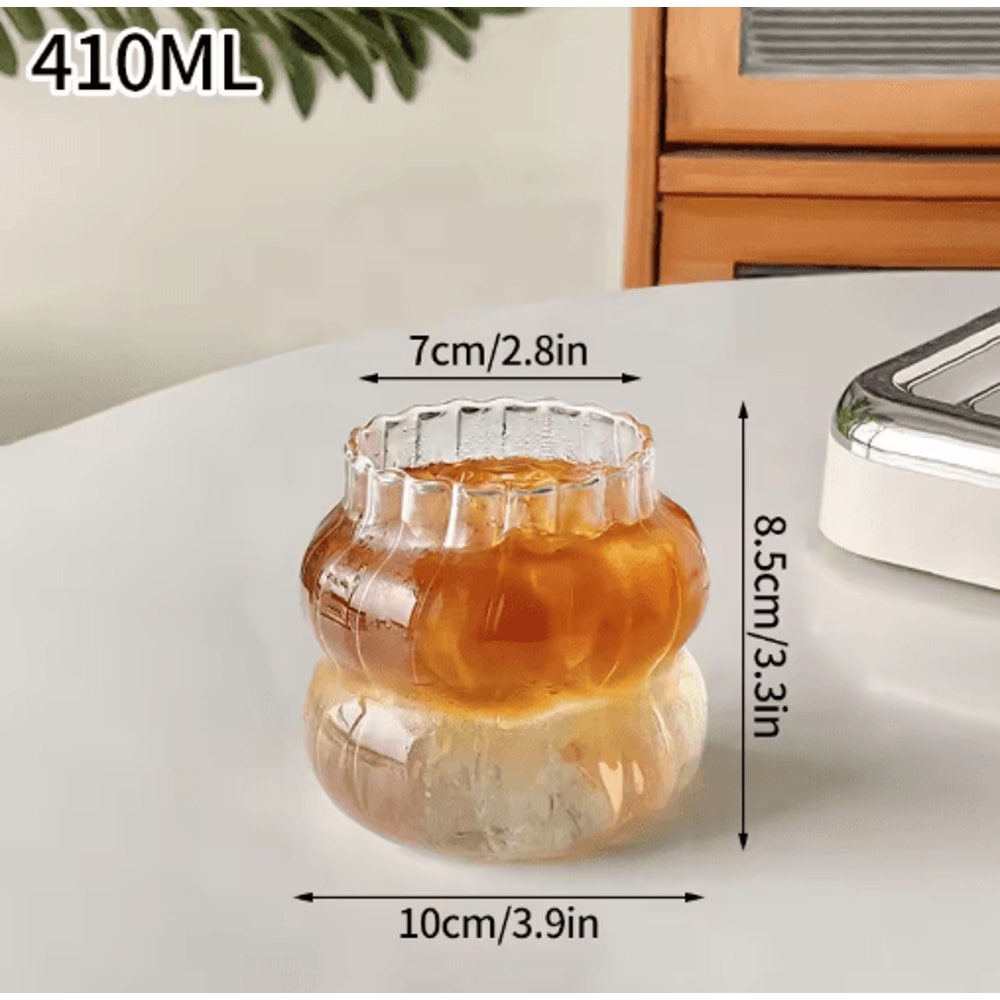RippleWave Transparent Drinking Glass Creative Wave Iced Coffee Tumbler 9