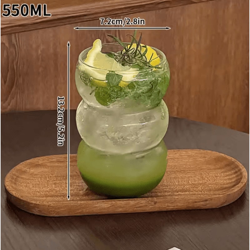 RippleWave Transparent Drinking Glass Creative Wave Iced Coffee Tumbler 21