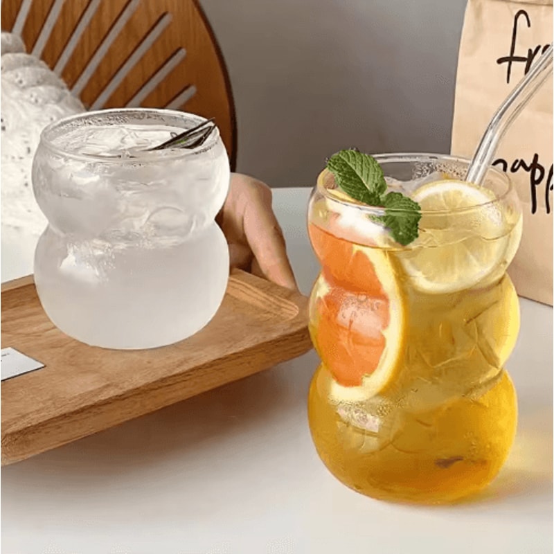 RippleWave Transparent Drinking Glass Creative Wave Iced Coffee Tumbler 25