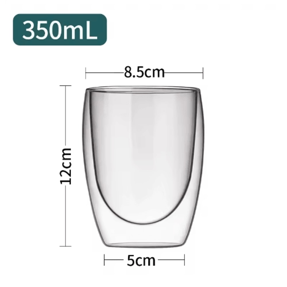 ThermoClear Double Wall Glass Coffee Cup HeatResistant Drinkware Set 2