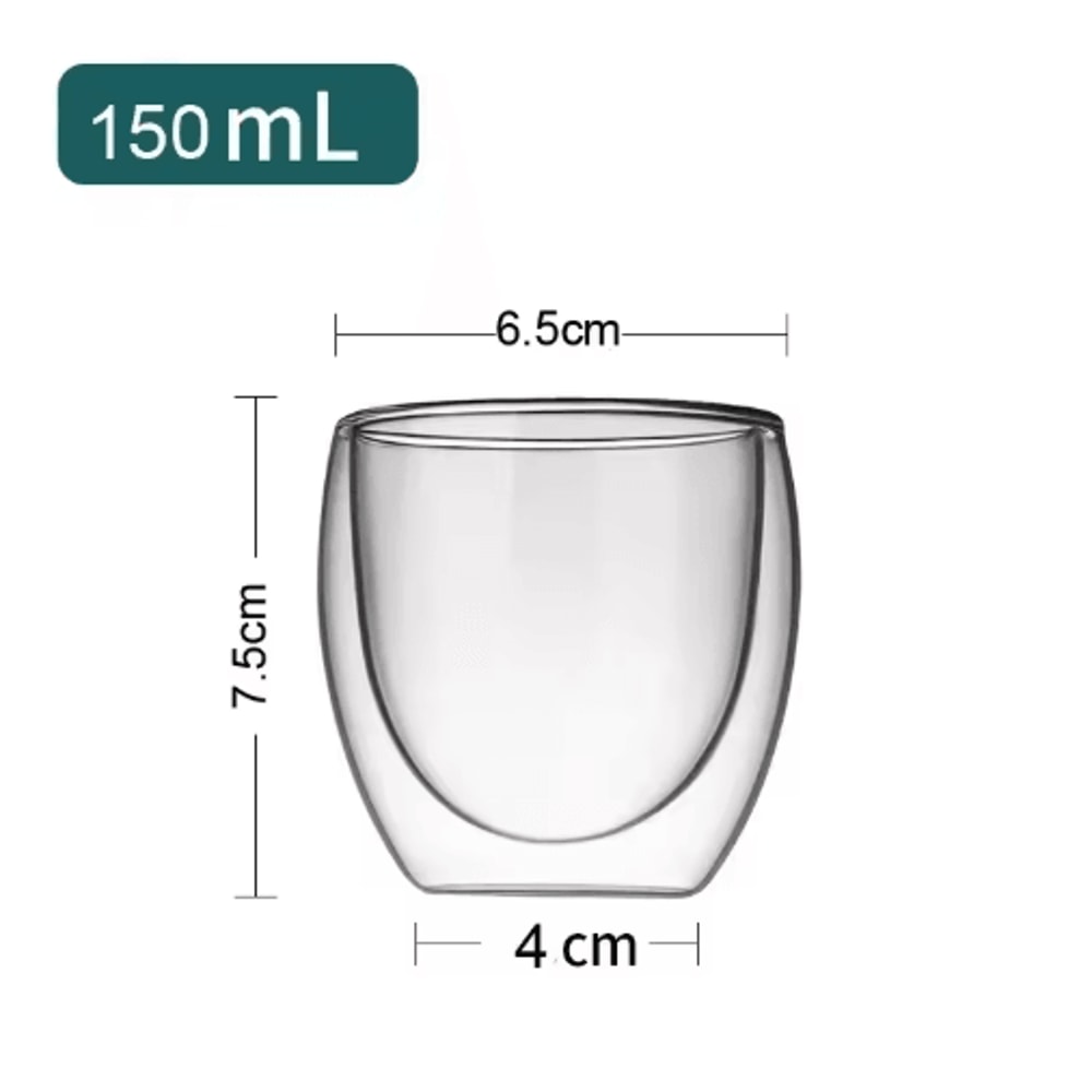 ThermoClear Double Wall Glass Coffee Cup HeatResistant Drinkware Set 5