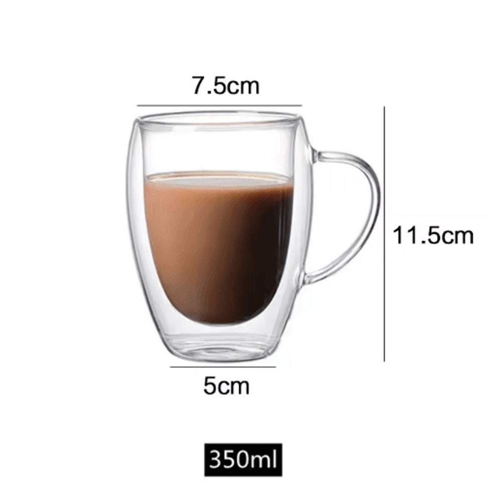 ThermoClear Double Wall Glass Coffee Cup HeatResistant Drinkware Set 8