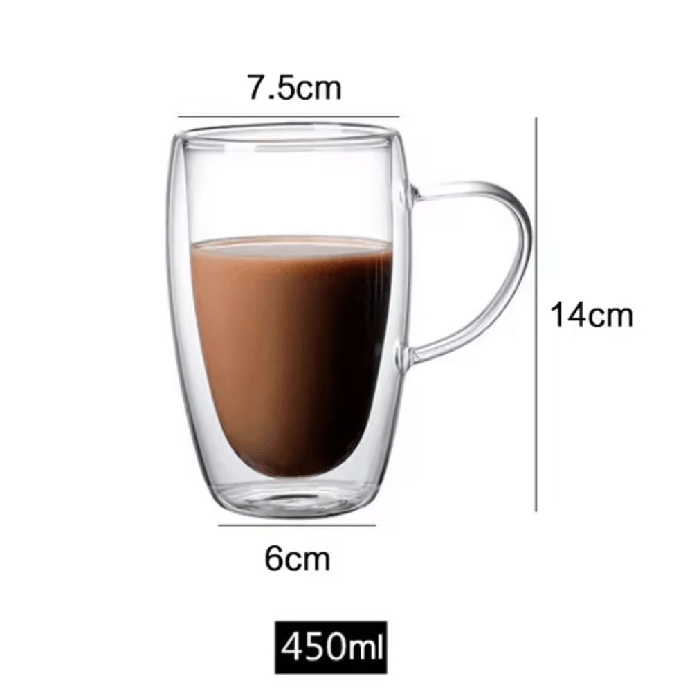 ThermoClear Double Wall Glass Coffee Cup HeatResistant Drinkware Set 7