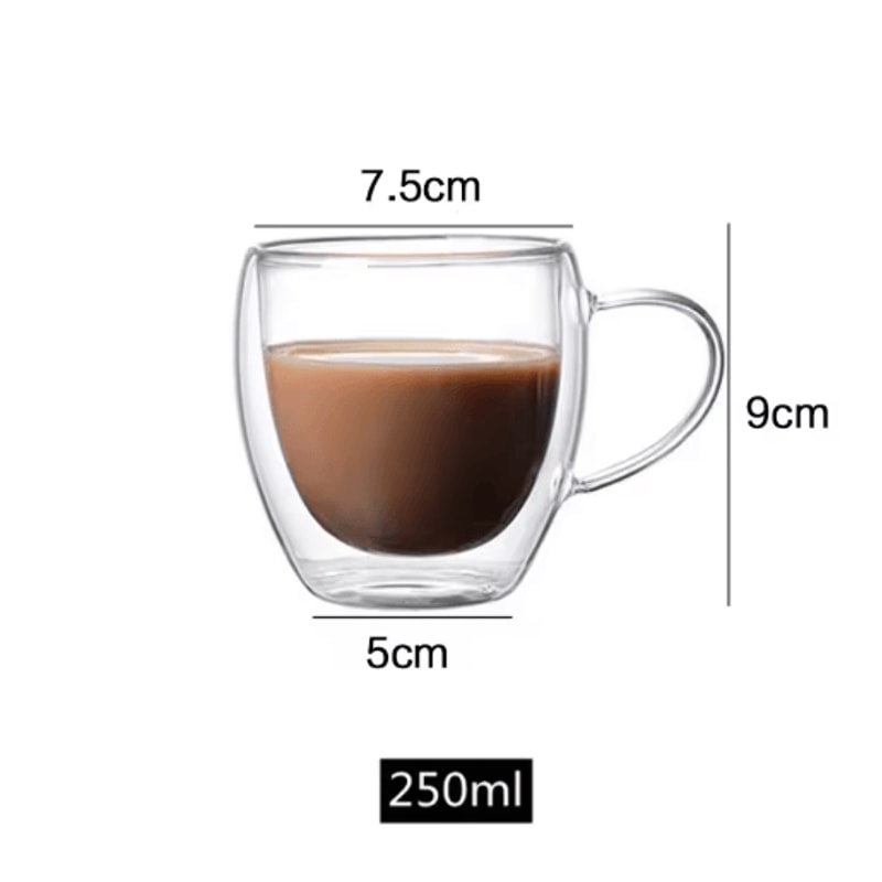 ThermoClear Double Wall Glass Coffee Cup HeatResistant Drinkware Set 9