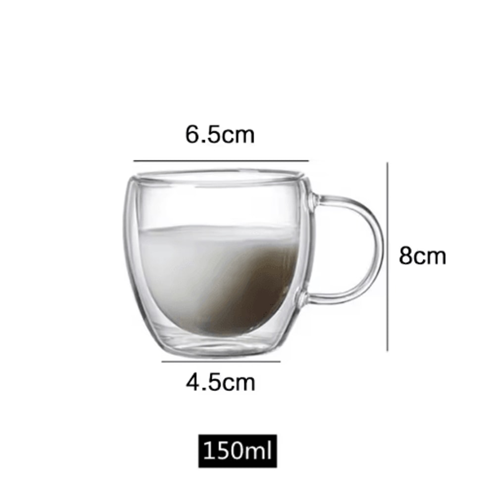 ThermoClear Double Wall Glass Coffee Cup HeatResistant Drinkware Set 10