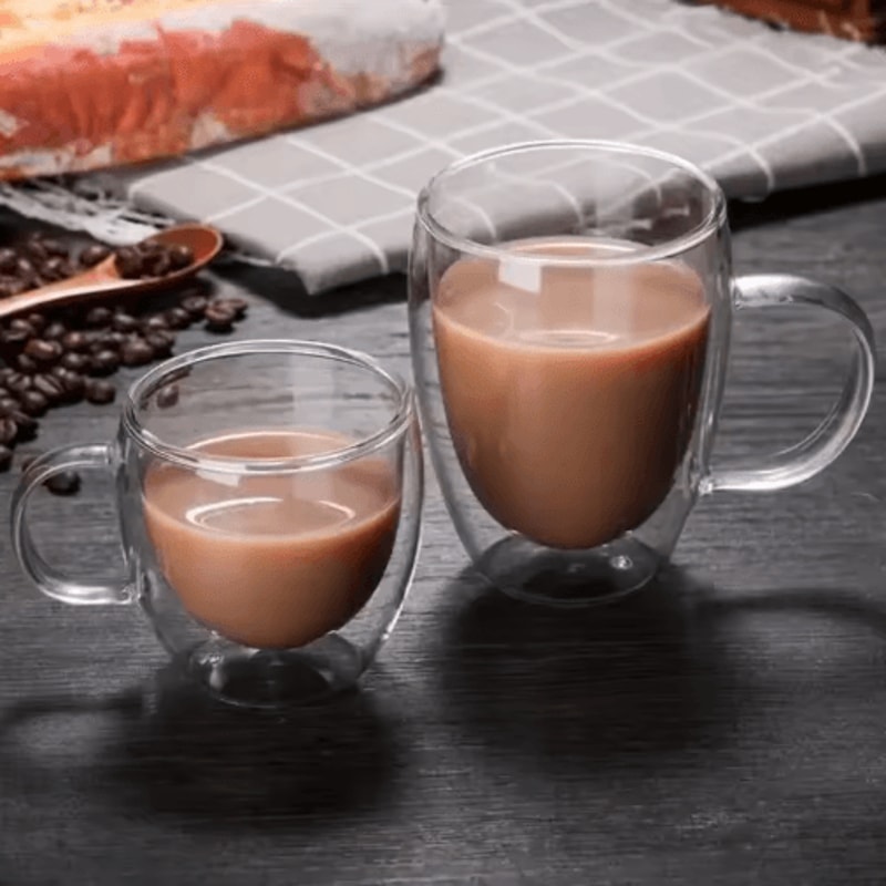 ThermoClear Double Wall Glass Coffee Cup HeatResistant Drinkware Set 12