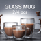 ThermoClear Double Wall Glass Coffee Cup HeatResistant Drinkware Set 0