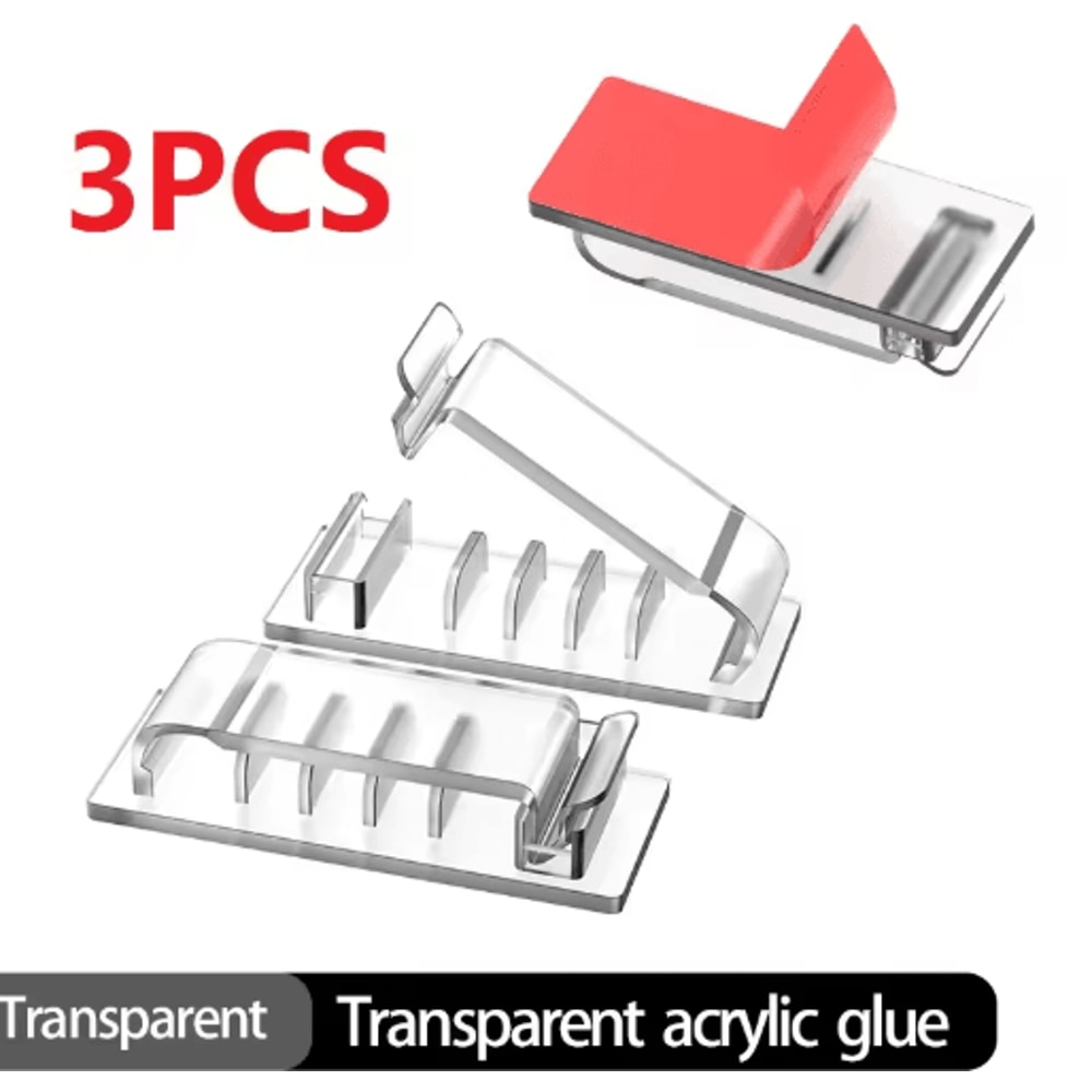 SelfAdhesive MultiSlot Cable Organizer Clips For Desk UnderDesk Use 1