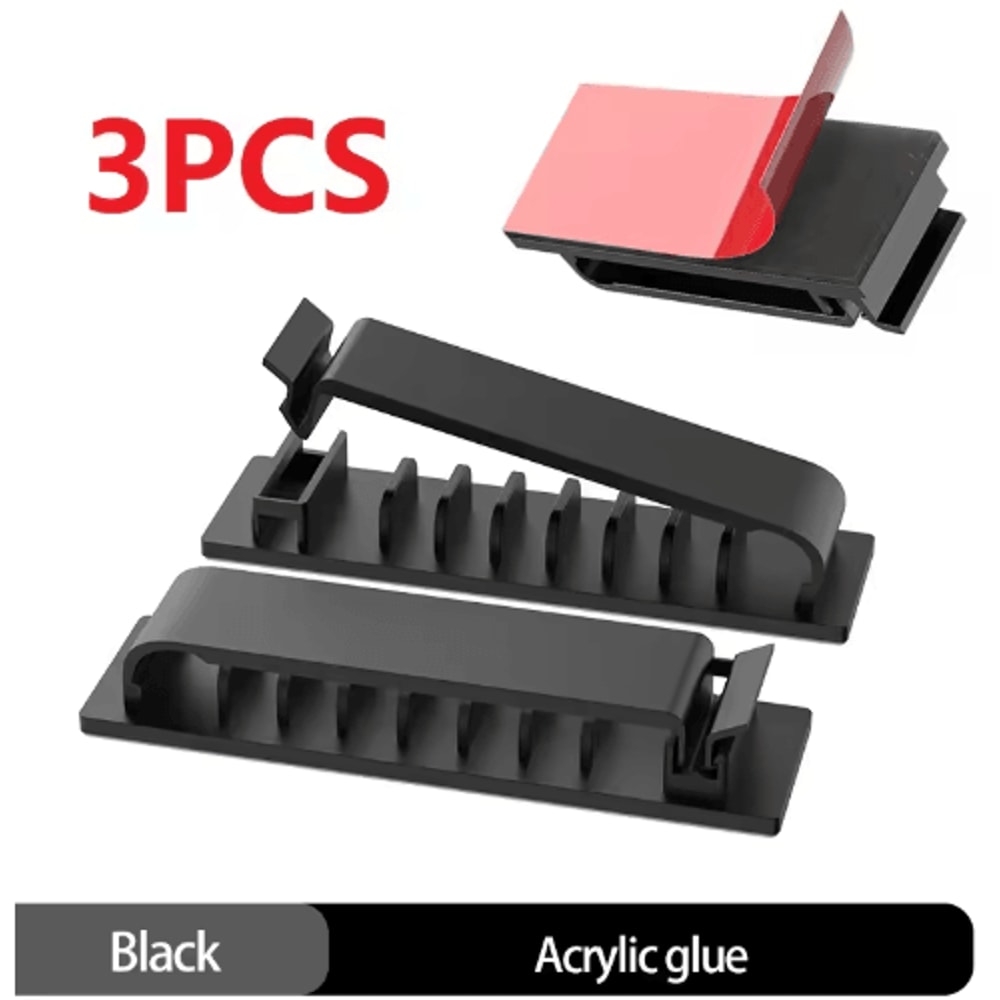 SelfAdhesive MultiSlot Cable Organizer Clips For Desk UnderDesk Use 10