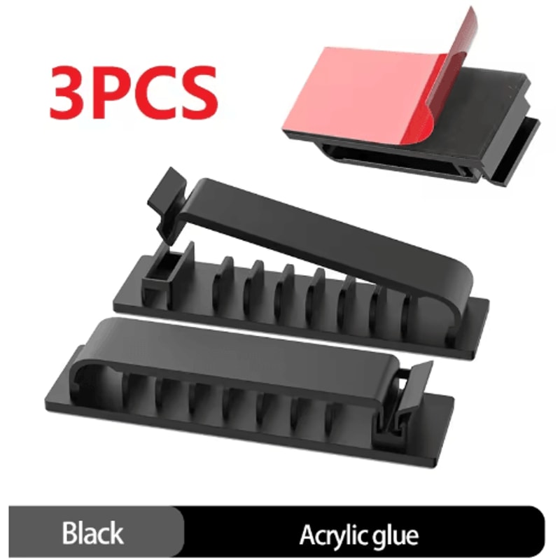 SelfAdhesive MultiSlot Cable Organizer Clips For Desk UnderDesk Use 10