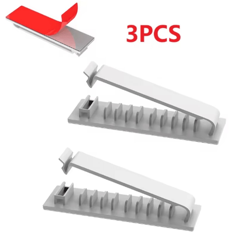 SelfAdhesive MultiSlot Cable Organizer Clips For Desk UnderDesk Use 6
