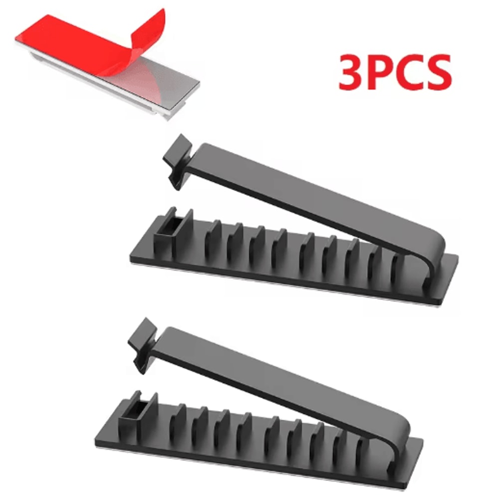 SelfAdhesive MultiSlot Cable Organizer Clips For Desk UnderDesk Use 7