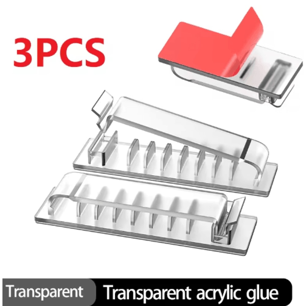 SelfAdhesive MultiSlot Cable Organizer Clips For Desk UnderDesk Use 8