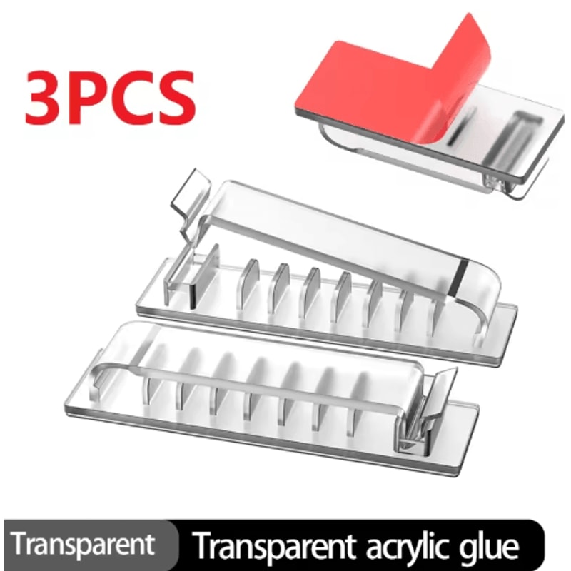 SelfAdhesive MultiSlot Cable Organizer Clips For Desk UnderDesk Use 8