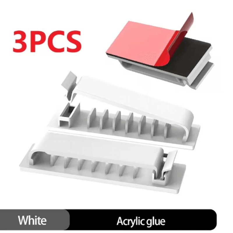 SelfAdhesive MultiSlot Cable Organizer Clips For Desk UnderDesk Use 9