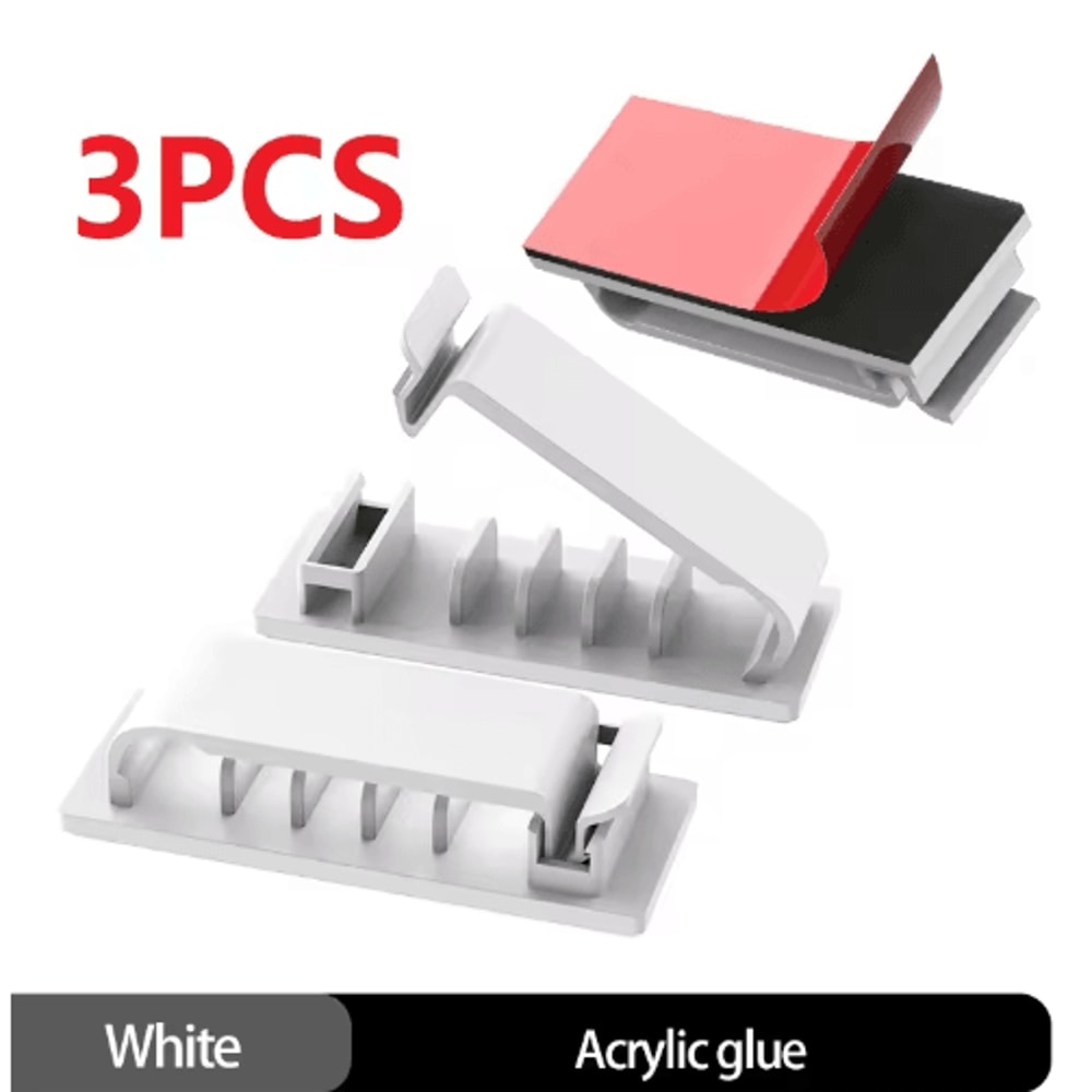 SelfAdhesive MultiSlot Cable Organizer Clips For Desk UnderDesk Use 11