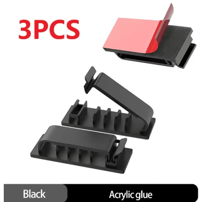 SelfAdhesive MultiSlot Cable Organizer Clips For Desk UnderDesk Use 12