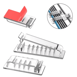 self-adhesive multi-slot cable organizer clips for desk & under-desk use