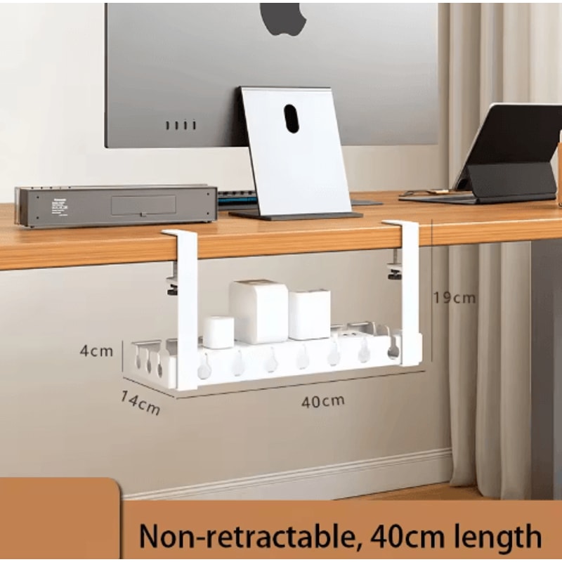 Extendable Steel Under Desk Cable Management Tray With Power Strip Holder 3
