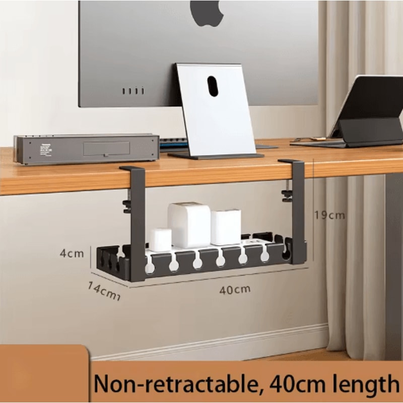 Extendable Steel Under Desk Cable Management Tray With Power Strip Holder 4