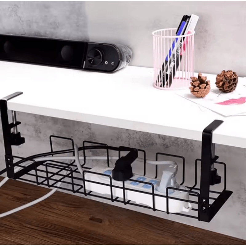 Metal Under Table Storage Rack Cable Management Tray For Home And Office 4