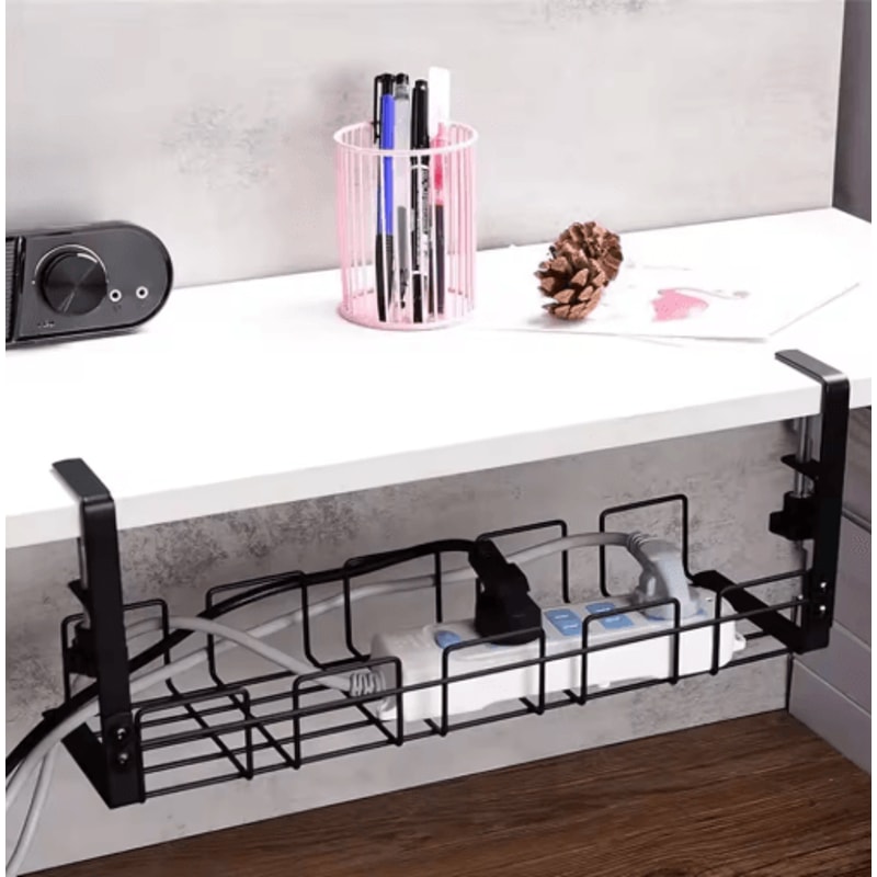 Metal Under Table Storage Rack Cable Management Tray For Home And Office 5