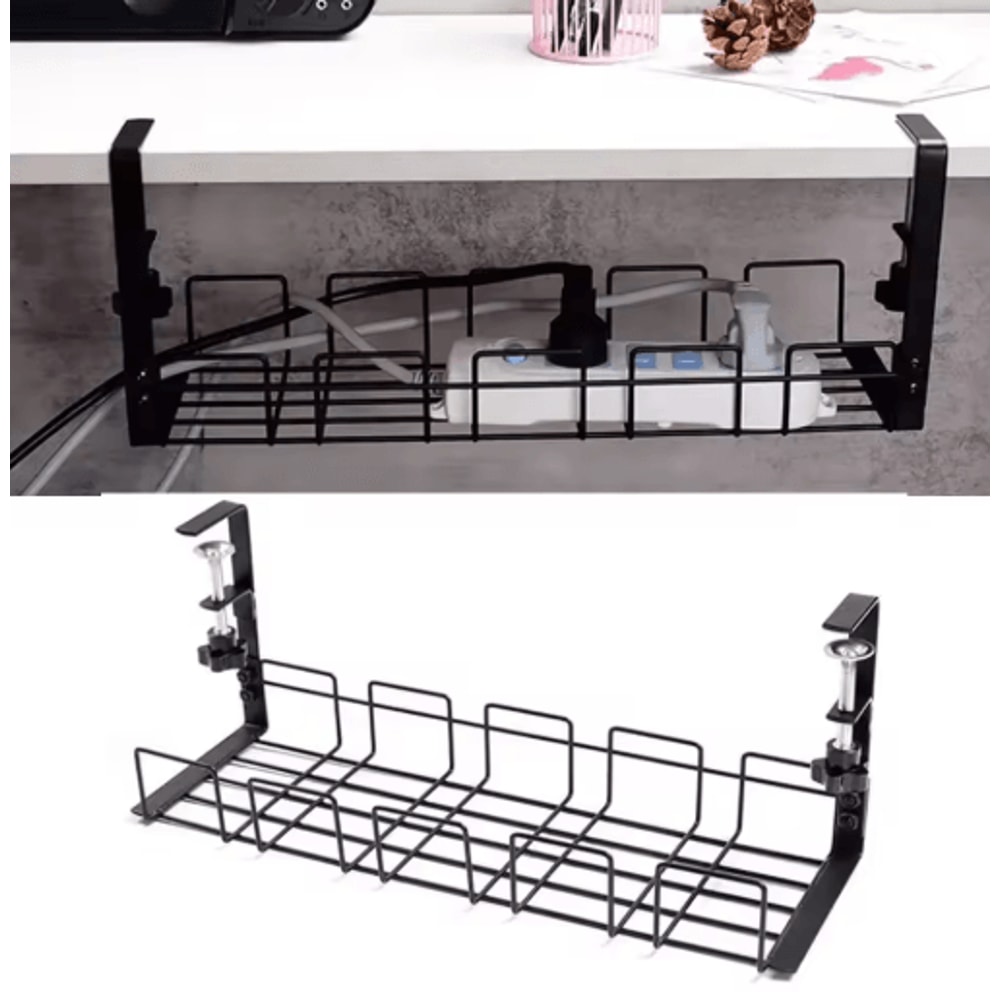 Metal Under Table Storage Rack Cable Management Tray For Home And Office 6
