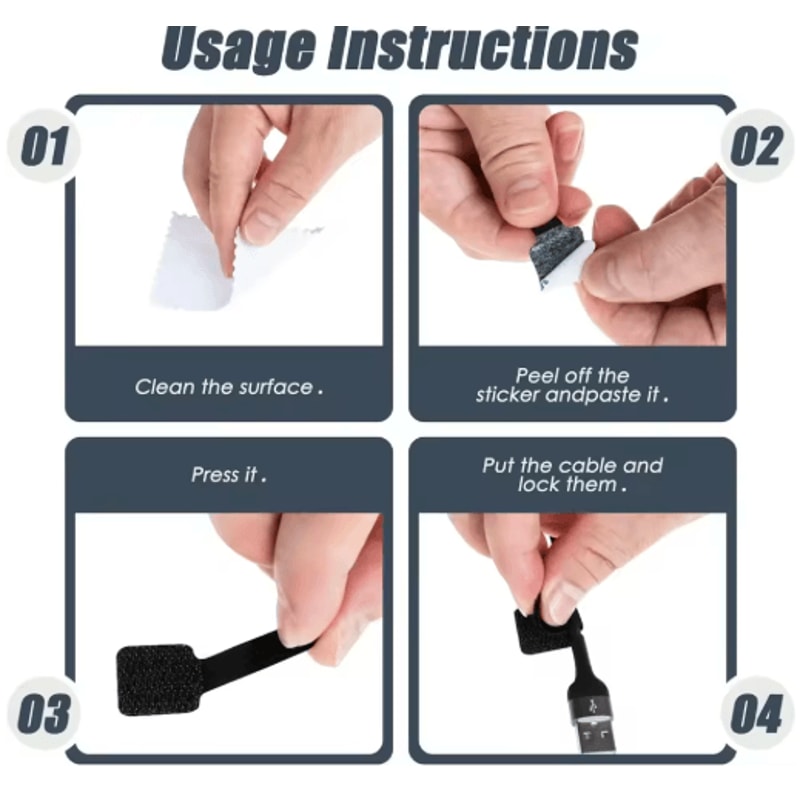 Reusable SelfAdhesive Cable Ties Adjustable Cord Organizer Straps 7