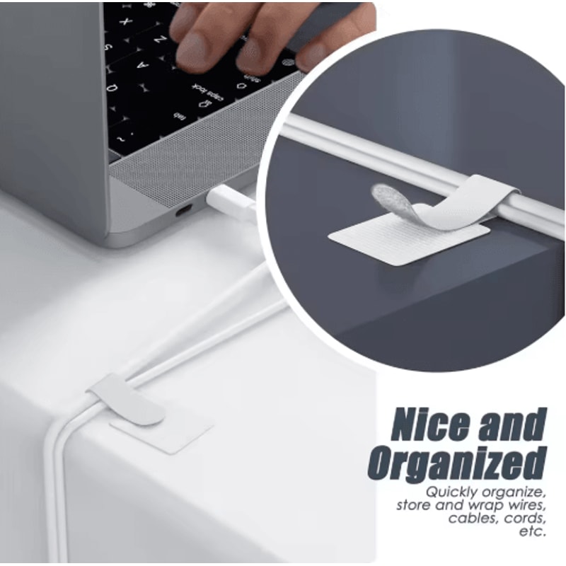 Reusable SelfAdhesive Cable Ties Adjustable Cord Organizer Straps 8