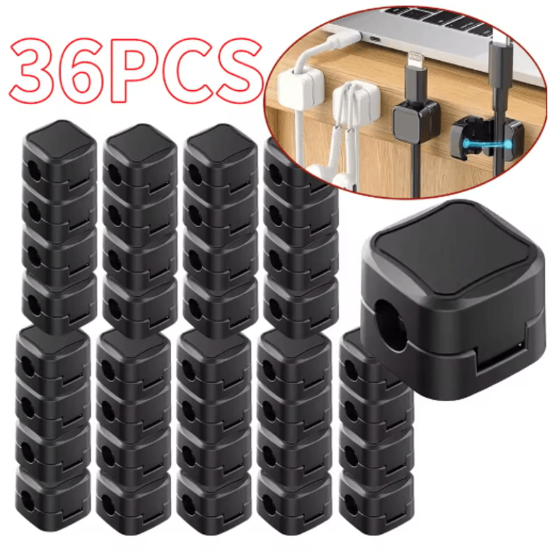 Magnetic Adjustable Cable Clips Set For Smooth UnderDesk Cable Management 2