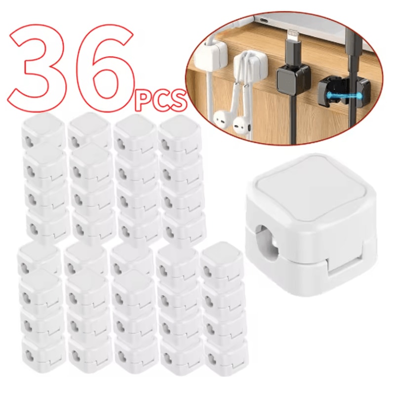 Magnetic Adjustable Cable Clips Set For Smooth UnderDesk Cable Management 3