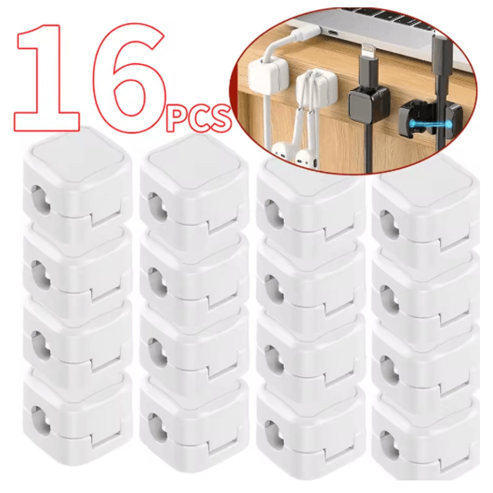 Magnetic Adjustable Cable Clips Set For Smooth UnderDesk Cable Management 7