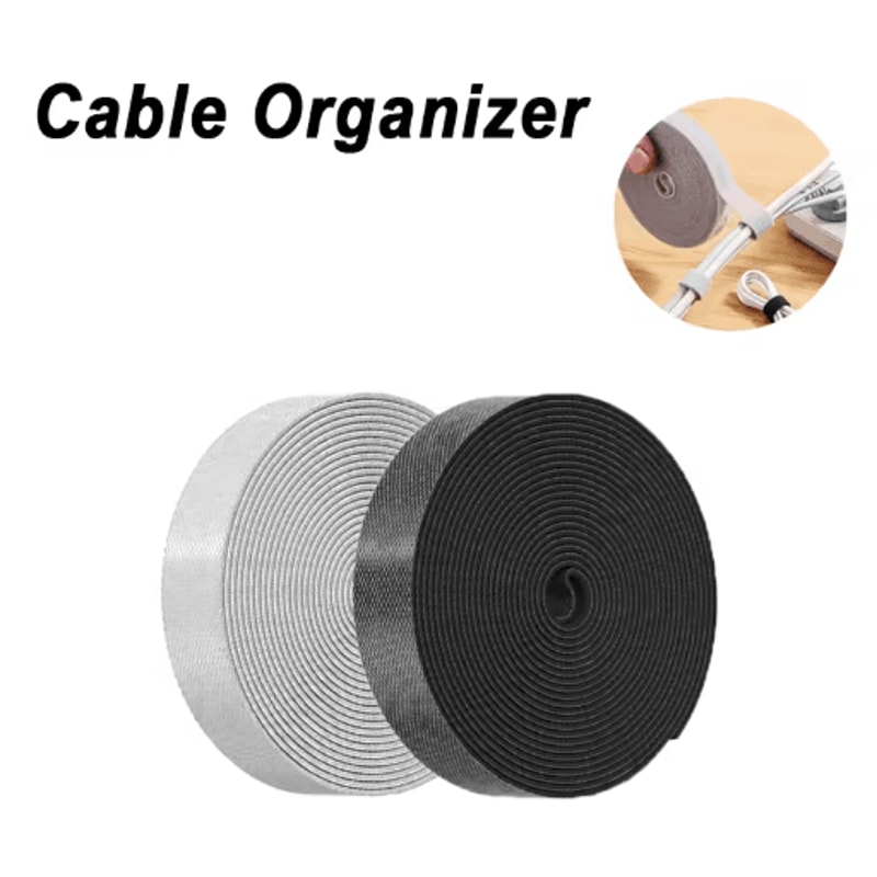 5M Reusable Cable Organizer Straps FreeCut Fastening Tape For Desk Wire Storage 0