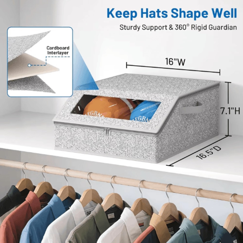 Foldable Baseball Cap Storage Box For 24 Hats With Zipper Closure 8