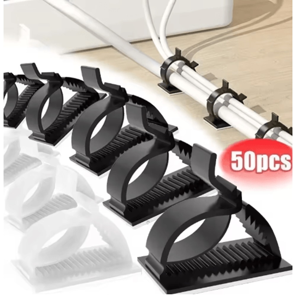 Universal Adjustable SelfAdhesive Cable Clips For Desk Home Office Car 0