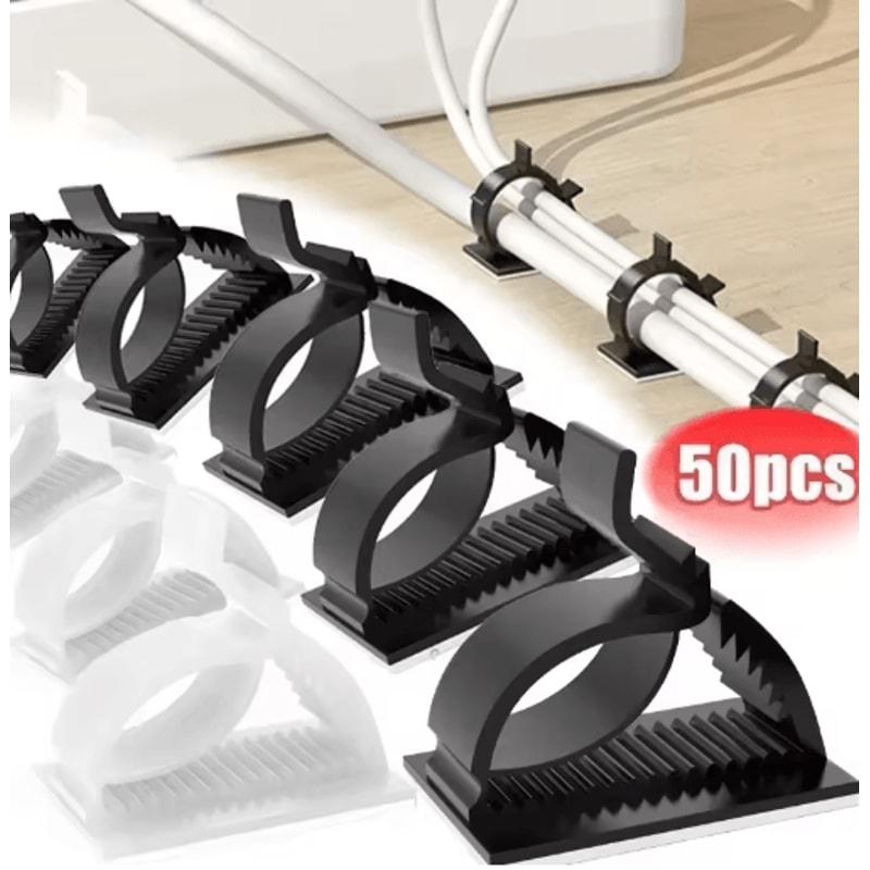 Universal Adjustable SelfAdhesive Cable Clips For Desk Home Office Car 0