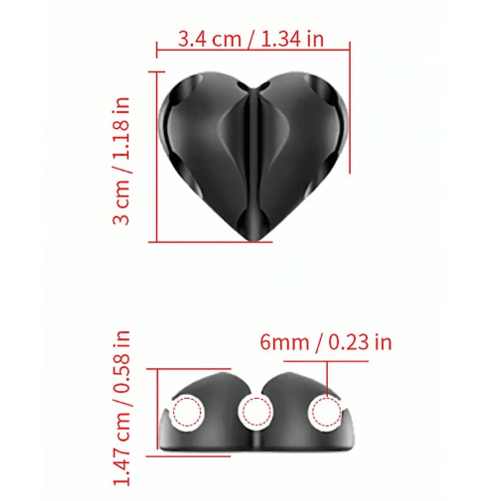 HeartShaped Mini Cable Winder Organizer Clips Set Of 2 8