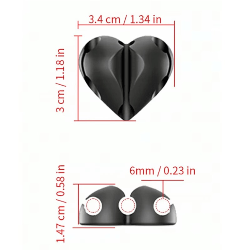 HeartShaped Mini Cable Winder Organizer Clips Set Of 2 8