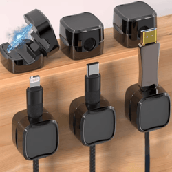 magnetic cable clip winder & adhesive cord organizer for desk and home