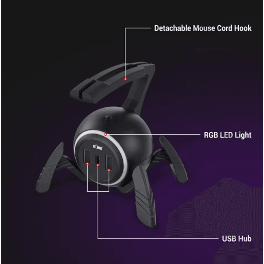 RGB Mouse Cord Holder With USB TypeC Ports AntiWinding Gaming Mouse Bungee 2